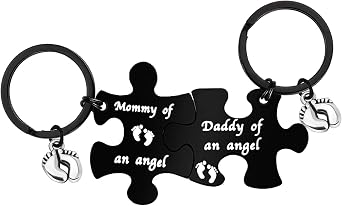Baixian Sympathy Gift Baby Memorial Keychain Mommy/Daddy of An Angel Keyring Set Remembrance Keychain Miscarriage Keepsake Memorial Jewelry Gift for Child Loss Infant Loss Pregnancy Miscarriage Loss, Silver, Small