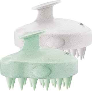 HEETA Scalp Massager 2-Pack: Wheat Straw Shampoo Brush for Hair Growth, Dandruff Removal, Itch Relief - Soft Silicone Bristles, Wet/Dry Use
