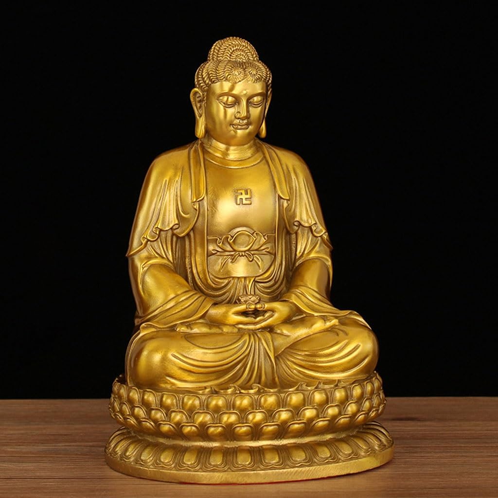 Posąg Buddy do wnętrz mosiężny Zen Dom Posąg Buddy Ozdoby Biuro Salon Wejście Dekoracyjne Ozdoby Medytująca Figurka Buddy Rzeźba