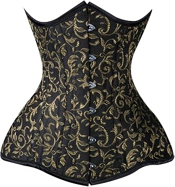 Womens Brocade Corset Waist Cincher Underbust Heavy Duty Steel Boned Silhouette Body Shaper Corset