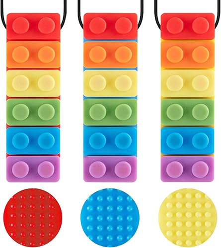 Promax Paquete de 3 collares sensoriales para masticar para niños pequeños con autismo, TDAH, necesidades de mordida, palo masticable motor oral,