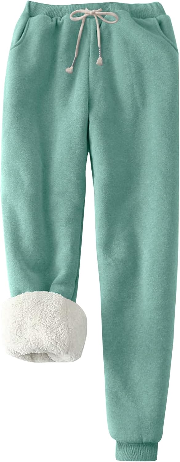 PEHMEA Women's Sherpa Lined Sweatpants Winter Warm, Fleece Joggers for Athletic Lounge