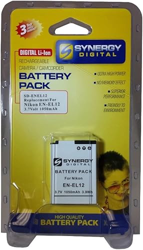 Miniatura 8 de Synergy Digital Baterías para cámaras digitales, compatibles con baterías Nikon EN-EL12, ENEL12, 25780 para cámaras digitales (iones de litio, 3.7