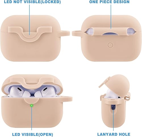 Miniatura 5 de Estuche con Cierre Seguro para AirPods Pro 2 con Llavero Brillante Lindo - Funda Protectora de Silicona para AirPods Pro de 2 Generación para