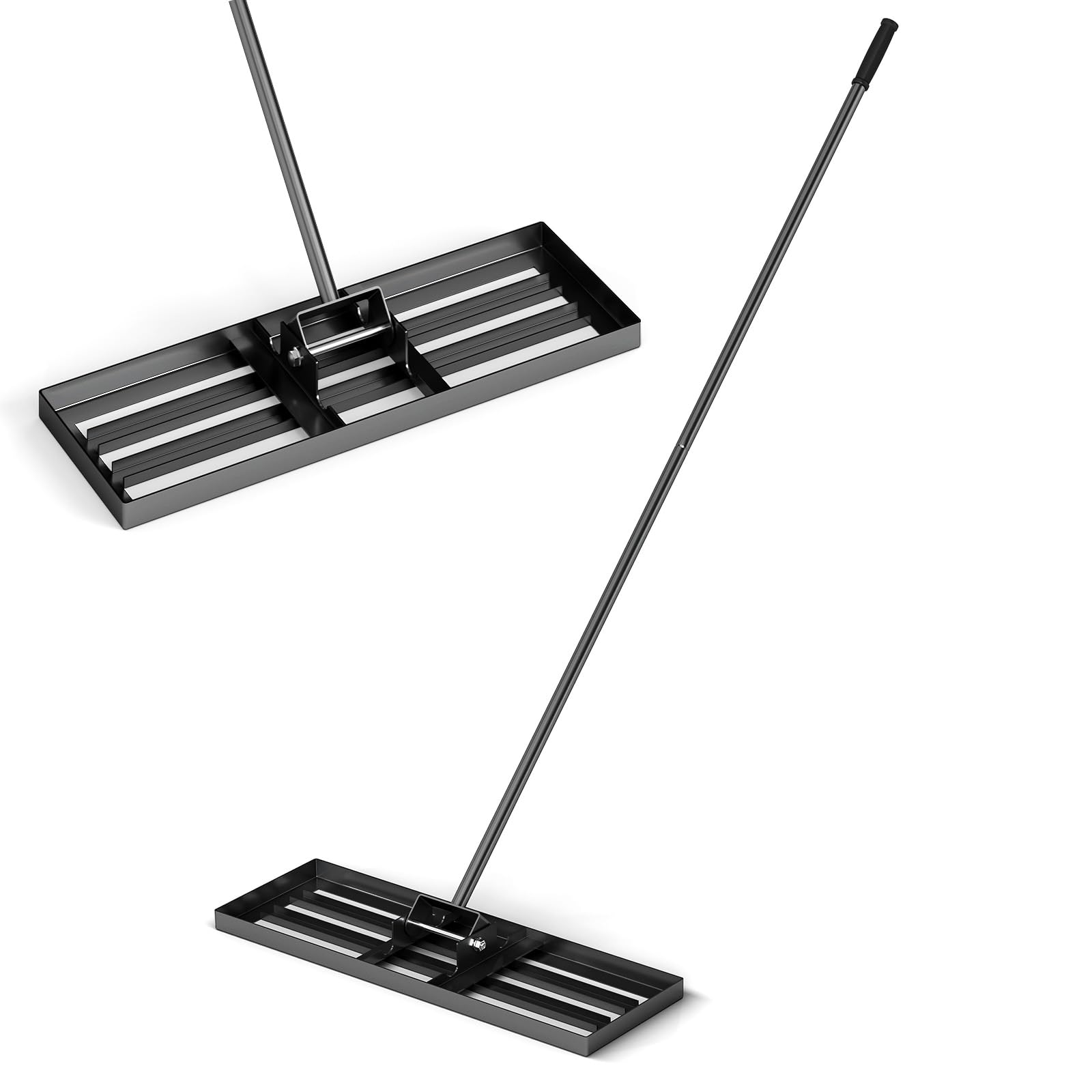 RELAX4LIFE Rasen Nivellierrechen, 75 x 25 cm, Rasenrechen Metall, Rechen Garten mit 170 cm Stiel, Levelingrake Flächenebner zum Rasen Sand, Lawn Leveling Rake für Garten, Hof, Golfplatz, Schwarz
