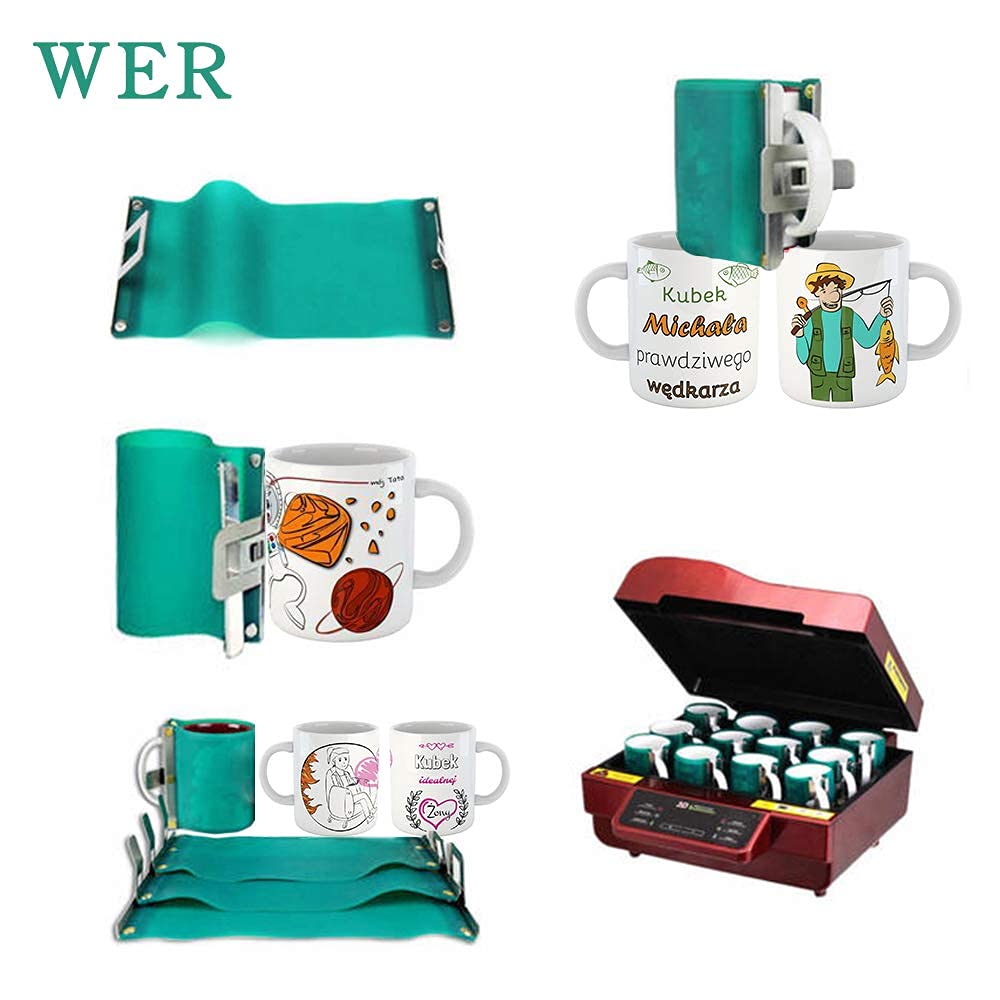 WER Tazza 3D Trasferimento Sublimazione Tazza Silicone Wrap Mug Mold 11oz Cup Clamp Fixture per la Stampa Tazze