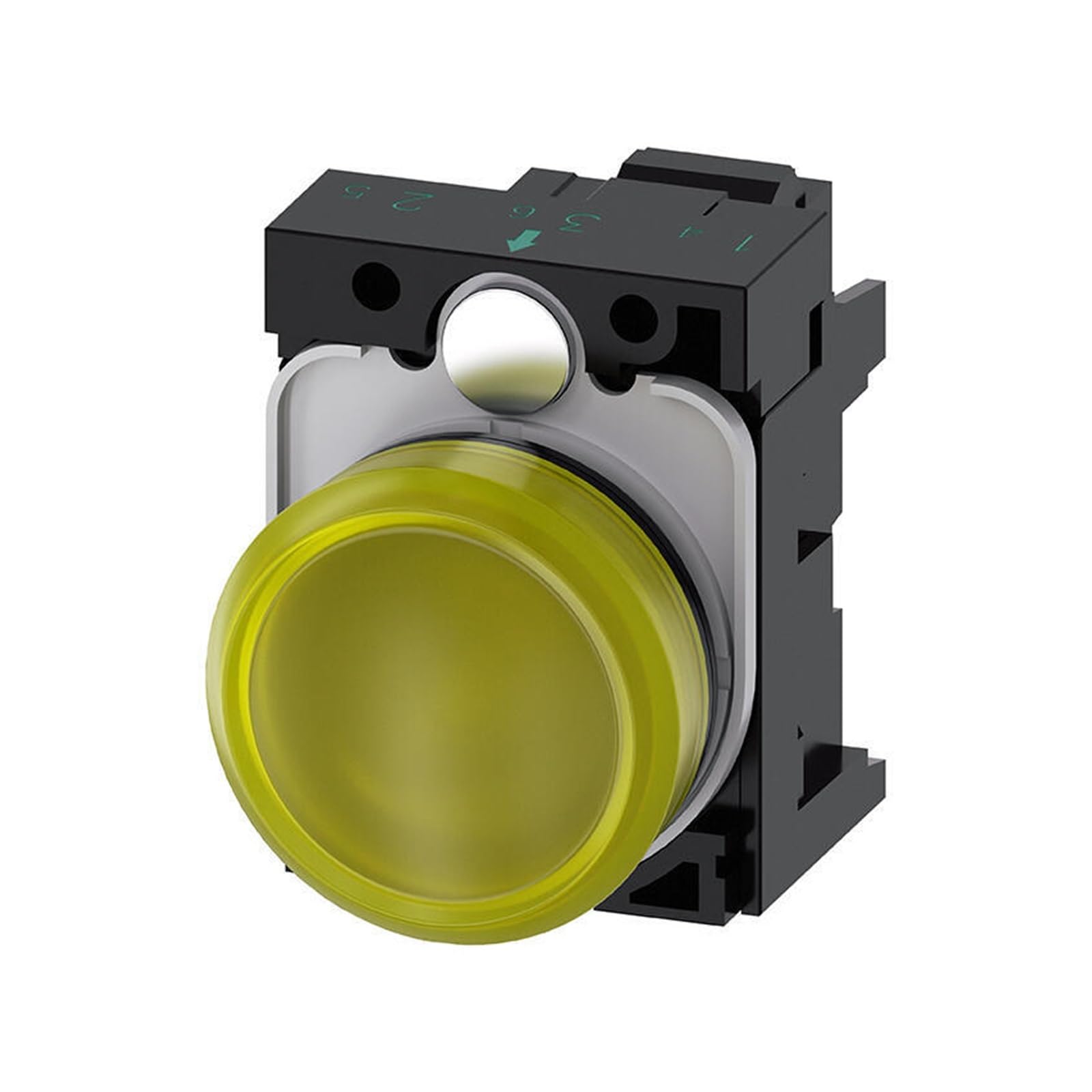 Voyant lumineux, 22 mm, rond, plastique, jaune, lentille, lisse, avec support, avec LED intégrée, AC/DC 24 V, borne à vis; 3SU11026AA301AA0