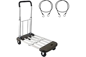 LEADALLWAY Adjustable Fold Flat Cart with 330 LB Load Capacity