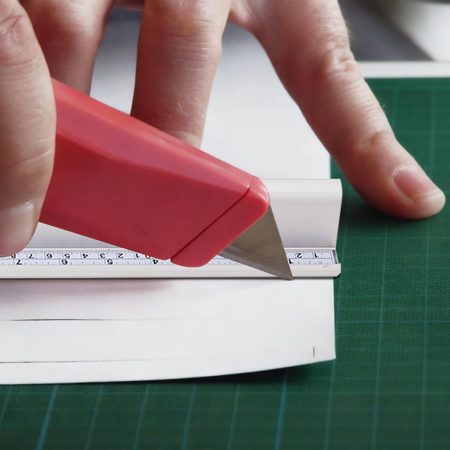 1 Pcs 24 Inch Aluminum Cutting Safety Ruler with Non Slip Base Finger Guard Edge, Dual-Scale (Inch and Metric), Light Craft Safety Ruler, Use with Rotary Cutter for Paper, Leather, Fabric