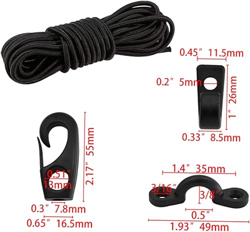 Miniatura 8 de YARNOW 2 Sets Bungee Cord Kit Lady Parts Boat Bungee Hitch Accessories Kayak Rail Accessories Kayak Bungee Hooks Kayak Parts Fishing Kayak Plastic