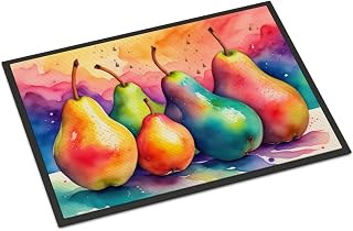 Caroline's Treasures DAC1839JMAT Colorful Pears Indoor or Outdoor Mat 24x36 Front Door Mat Indoor Outdoor Rugs for Entryway, Non Slip Washable Low Pile, 24H X 36W