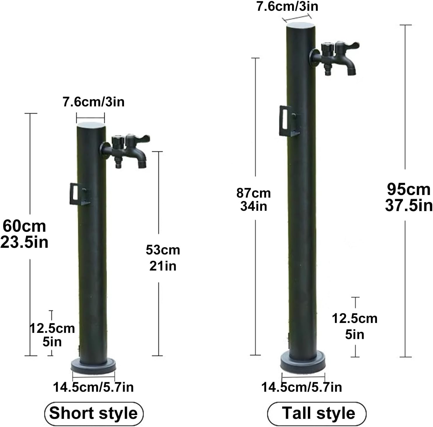 Freestanding Vertical Garden Water Column, 304 Stainless Steel Cylindrical Faucet Post, Outdoor Antifreeze Faucet Water Dispenser Hydrant Floor Mounted(87cm)