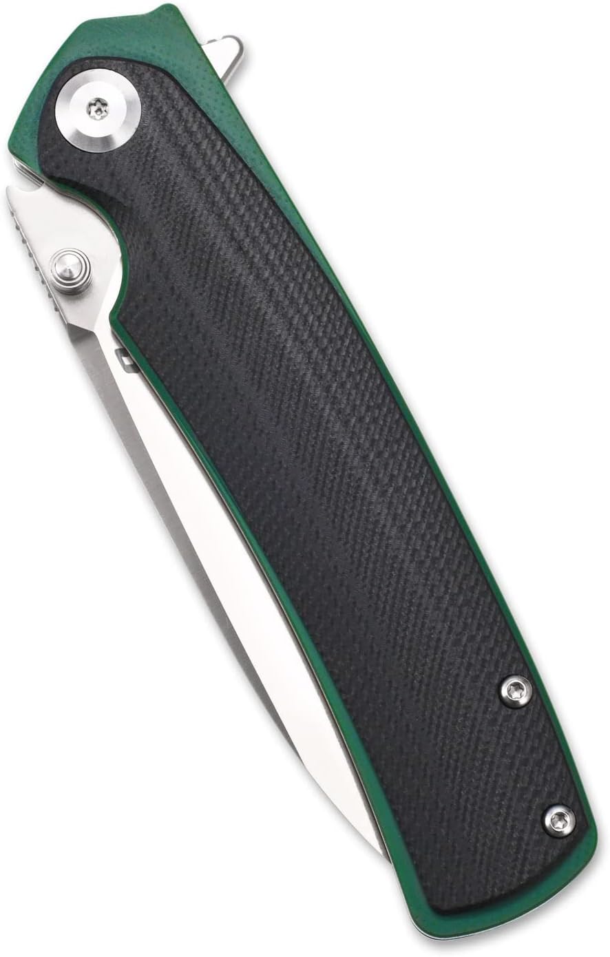 Sitivien ST127 Folding Knife D2 blade G10 Handle Ball Bearings Pivot EDC Tool Knife with Reversible Deep Carry Clip for Outdoor Camping Hiking(Black)