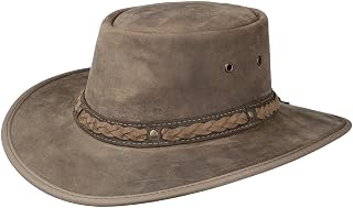 Barmah Men's Bronco Squashy Hat – Made in Australia Decorative Cowhide Leather Band Outdoor with Leather Band, Spring-Summer Piping Spring Summer Autumn Winter