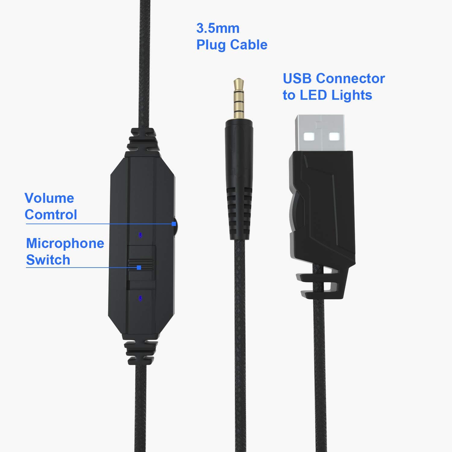 PS4 Gaming Headset for Xbox one/PC with Noise Cancelling Mic & RGB Light - Gaming Headphones for PC, Laptop, Xbox One Controller (Adapter Not Included), PS4, Nintendo Switch - 3.5mm Cable