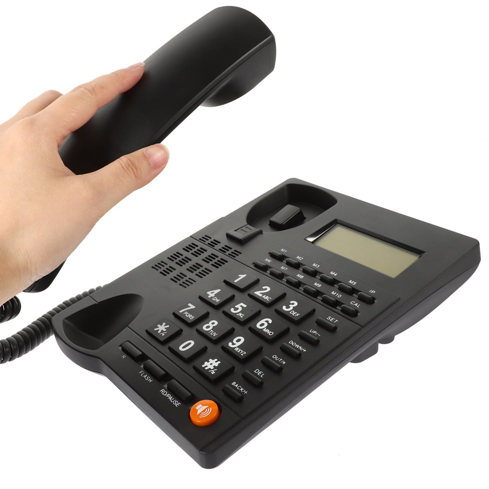 COHEALI Telefono Fisso per Anziani Tasti Grandi e Display Chiamate, Materiale ABS Resistente, Facile da Usare per Casa e Ufficio, Colore Nero