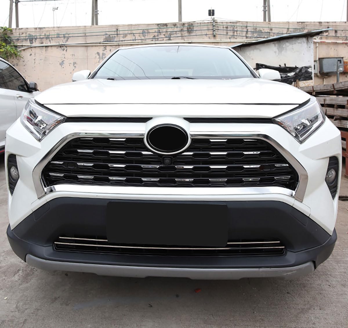 Front Grille Stripe Cover Compatible With Toyota RAV4 2025 2024 2023 2022-2019 Front Bumper Grille Strip Frame Trim Car Accessories 2PCS(Glossy Chrome Style) Not For Adventure