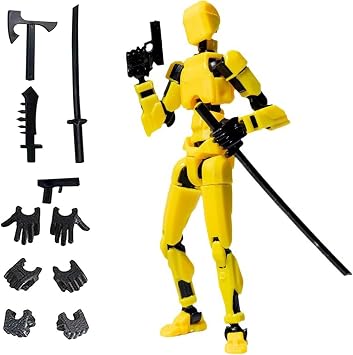 3D Printed Moveable Joints Robot,Finger Exercising Toys Assembly Set,Multi Joint Movable Model,Full Body Mechanical Movable Toy,Movie Character Desktop Decoration for Game Lovers (yellow)