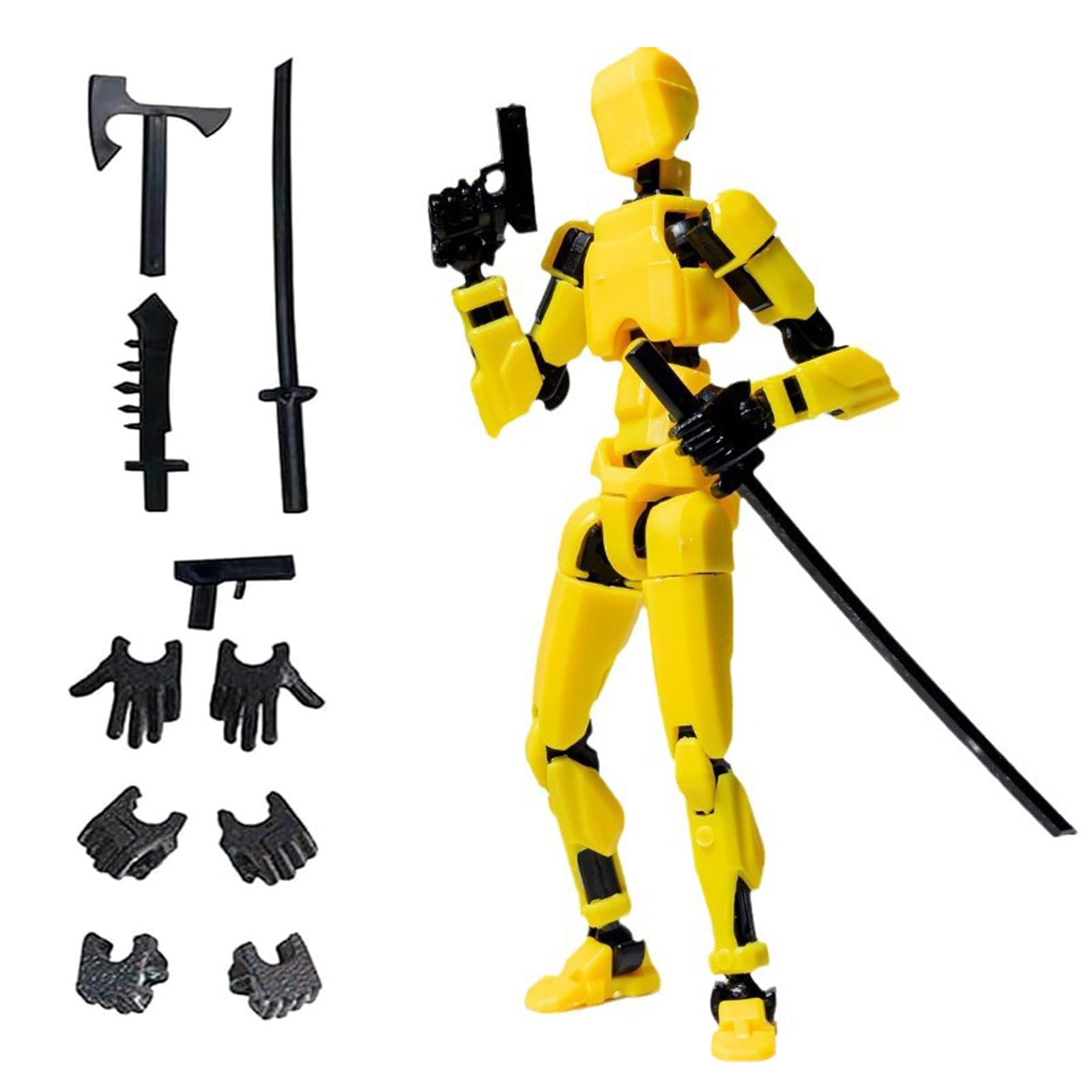 Azxndy 3D Printed Moveable Joints RobotFinger Exercising Toys Assembly SetMulti Joint Movable ModelFull Body Mechanical Movable Toy,Movie Character Desktop Decoration for Game Lovers (yellow)
