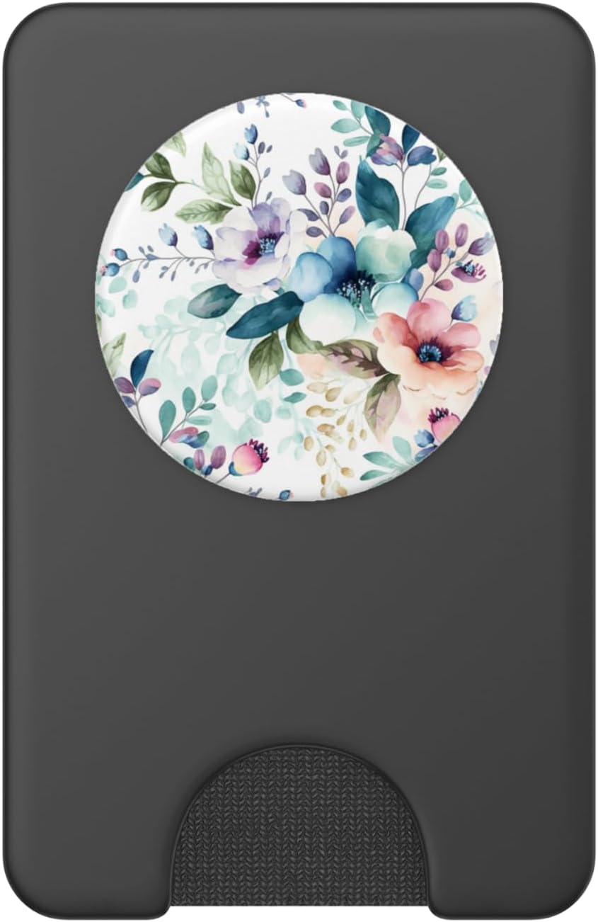 Botanical Watercolor Floral Pattern Design PopSockets PopWallet for MagSafe