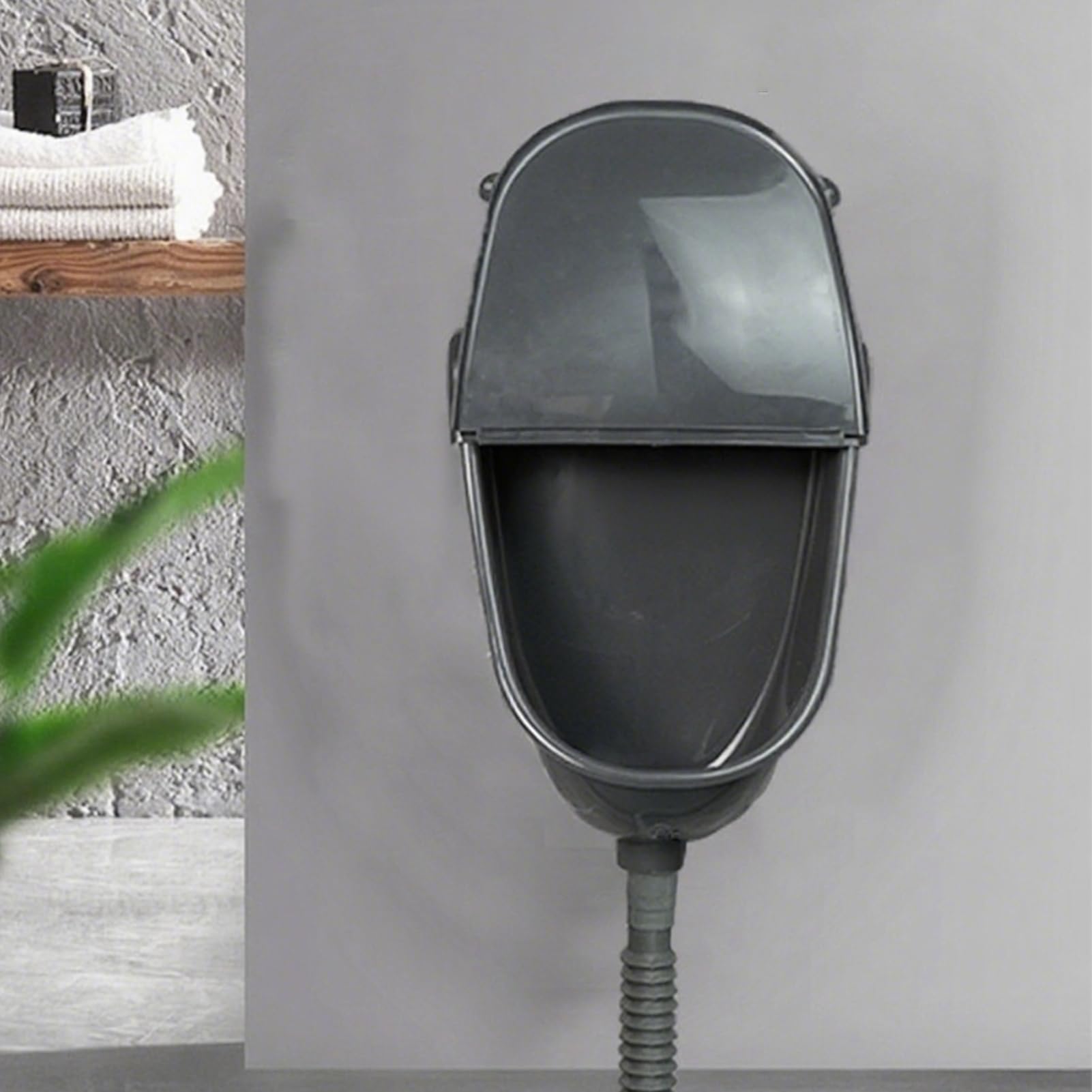 Urinal für Männer mit Deckel Ohne Bohren, Wand-Urinal Komplettset mit Abflussschlauch & Sprühdüse, Tragbares Pissoir Herrentoilette für Camping, Wohnmobil, Garten & Zuhause, Männer & Junge