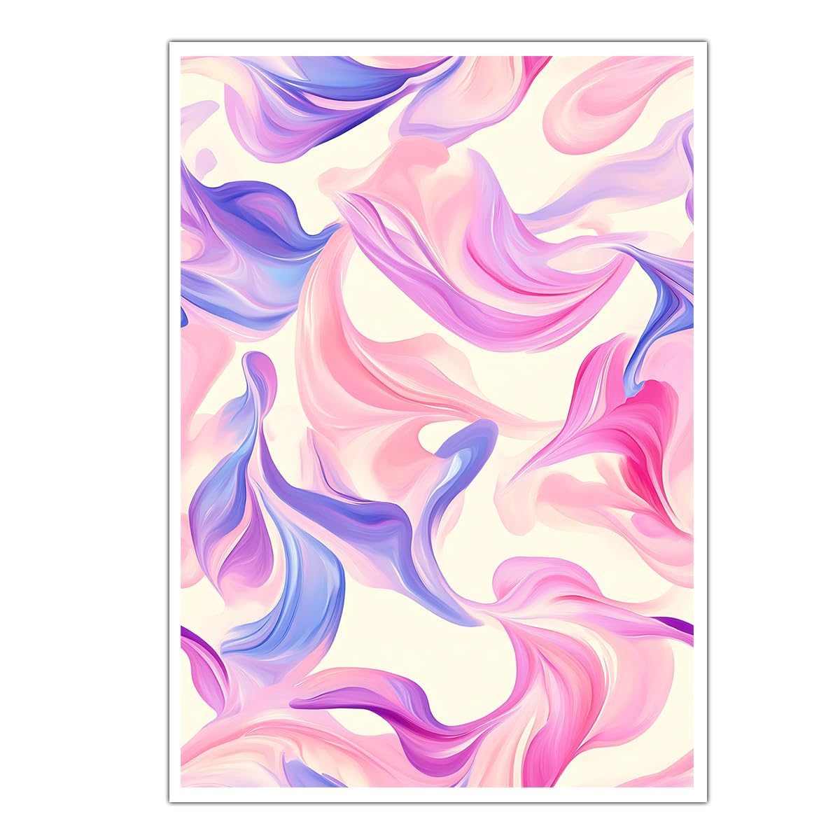 CHERHERART Pink Purple Blue Fluid Poster Prints Abstract Canvas Wall Art Dreamy Gradient Canvas Picture Decor for Bedroom Living Room Kitchen 45x70cm Frameless