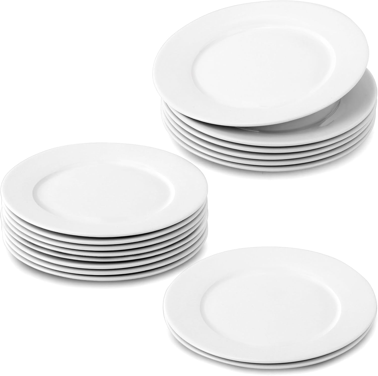 12 PCS Porcelain Dessert Plates,10 inch Small Appetizer Plates,Small White Plate for Appetizers,White Salad Plate,Microwave Oven and Dishwasher Safe
