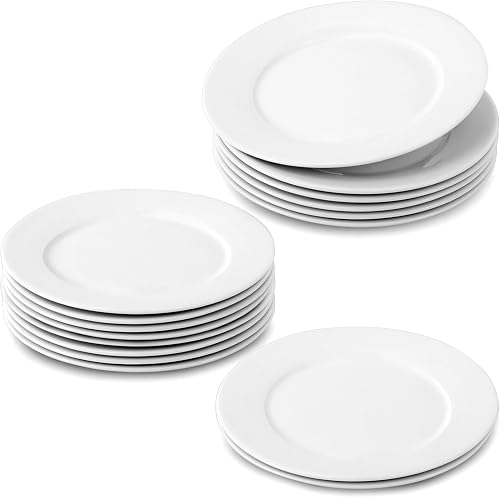 12 PCS Porcelain Dessert Plates,6 inch Small Appetizer Plates,Small White Plate for Appetizers,White Salad Plate,Microwave Oven and Dishwasher Safe