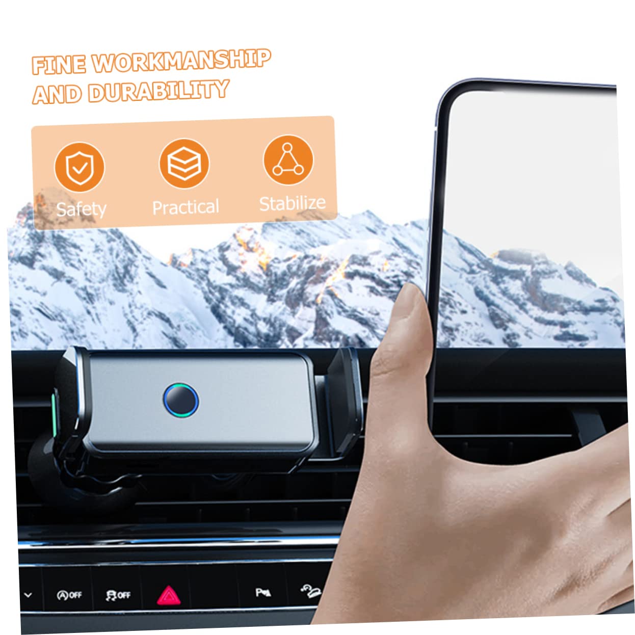Supporto Telefono Auto, Supporto Telefono Girevole, Ventosa Stabile, ABS e Lega di Alluminio, per Auto