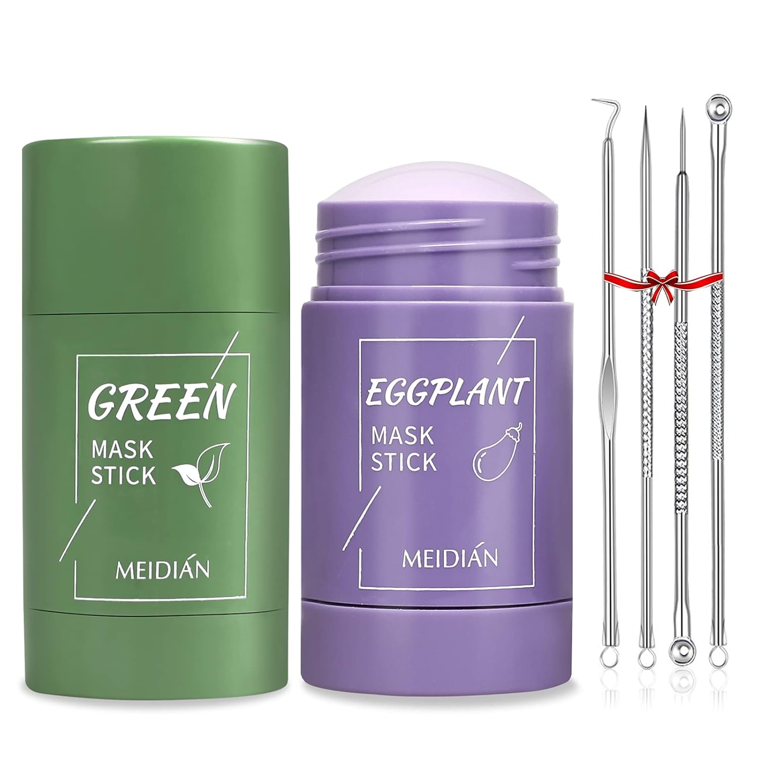 fenshine 2 Pack Green Tea/Eggplant Purifying Clay Stick Mask, Green Tea Cleansing Mask Blackhead Remover, Face Moisturizes Oil Control Deep Clean Pore for All Skin Types Men Women