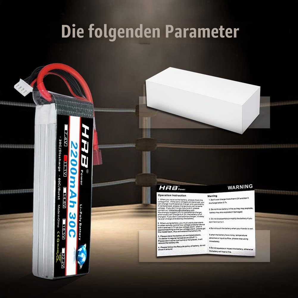 HRB 2PCS 11,1V 2200mAh 3S 30C Lipo Batterie mit Deans T Stecker für RC Evader BX Auto RC Truck RC Truggy RC Flugzeug UAV Drohne FPV