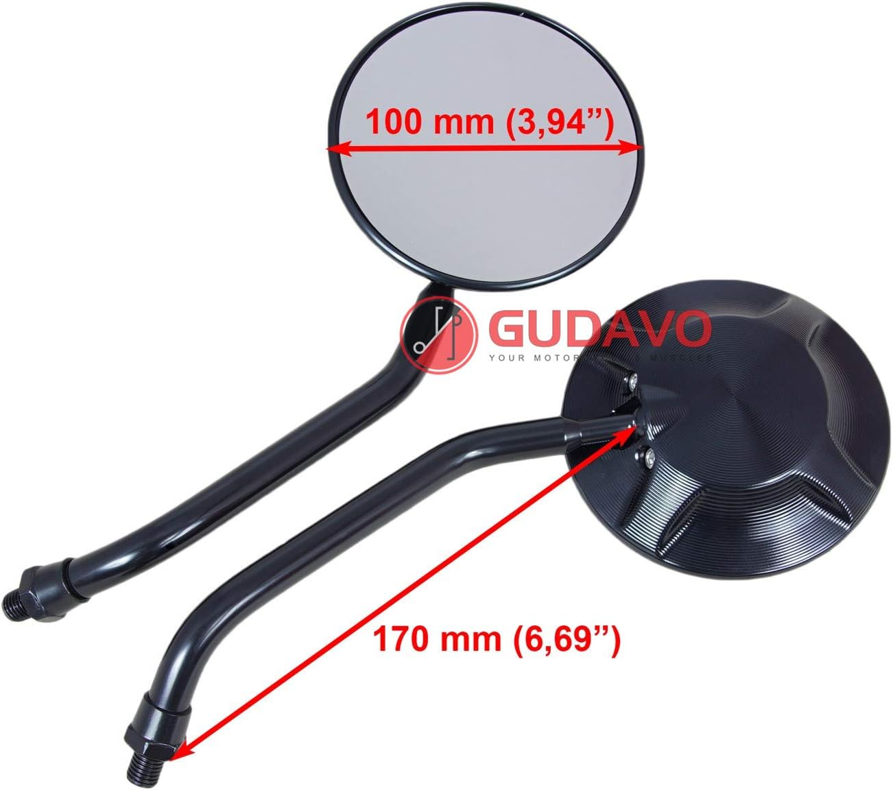 Motorcycle Full Aluminum Rear View Side Mirrors M8 M10 CNC Mirrors Black For SUZUKI Cruiser and chopper Boulevard/Intruder/Volusia (Style 1: Round)