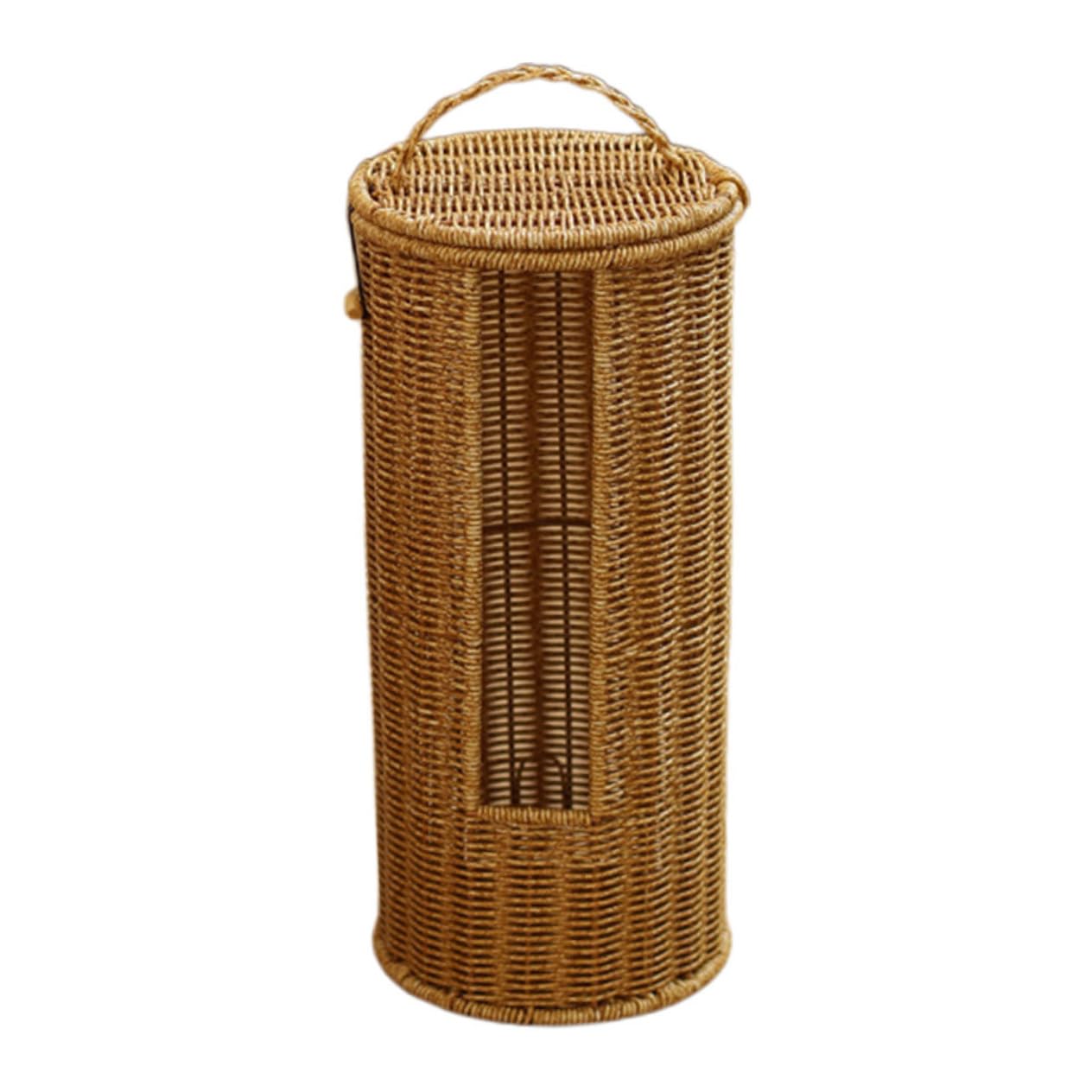 Alipis Handwoven Toilet Paper Storage Basket with Lid Faux Rattan Decorative Hamper for Towels and Bathroom Essentials Versatile Organizer for Home Room