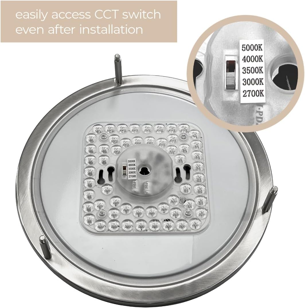 Builder Essential Axis LED 16in Round Flush Mount 25W 1,800 Lumens with 5-CCT Selectability 2700-3000-3500-4000-5000K in Brushed Nickel