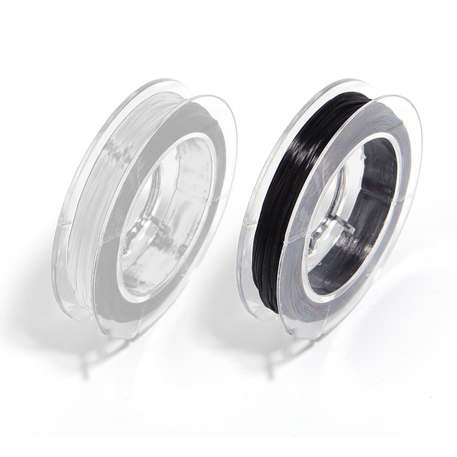 2 Rolls Bracelet Elastic Stretchy String, Black White Elastic Thread Clay Bead String Jewellery Making Beading Cord Necklace DIY Handmade Crafts Accessories (0.6mm*20m)