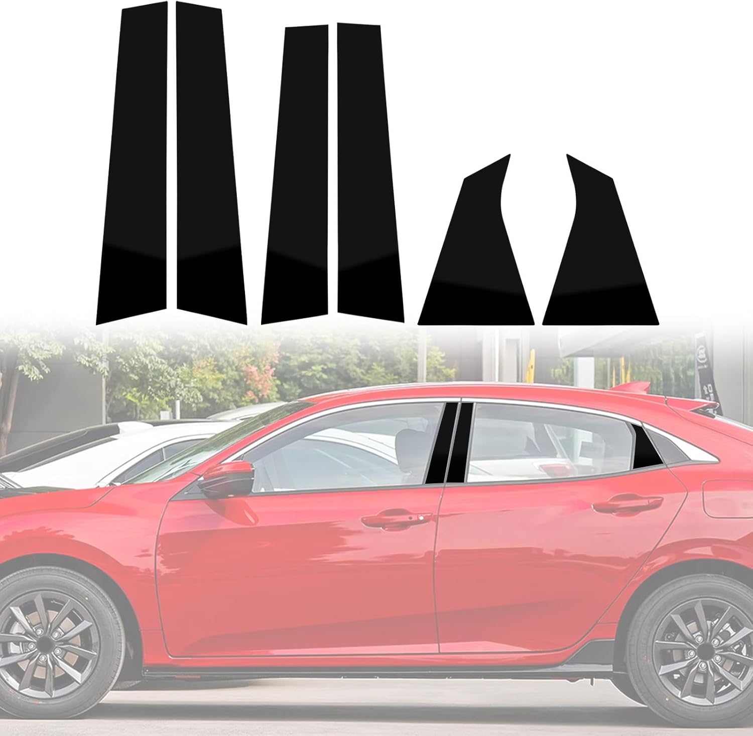 ramuel Door Window B+C Pillar Posts Pre-Cut Trim Kit Compatible with 1th Generation Honda HRV 2016-2022 Exterior Accessories Anti Scratched Side Window Molding Cover Stickers(8pcs,Glossy Black)
