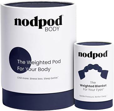 Nodpod Bundle - Weighted Blanket & Sleep Mask Bundle Ultra-Soft Body Blanket with Glass Beads + Light-Blocking Eye Mask Relaxation, Comfort, Travel & Better Sleep - Midnight