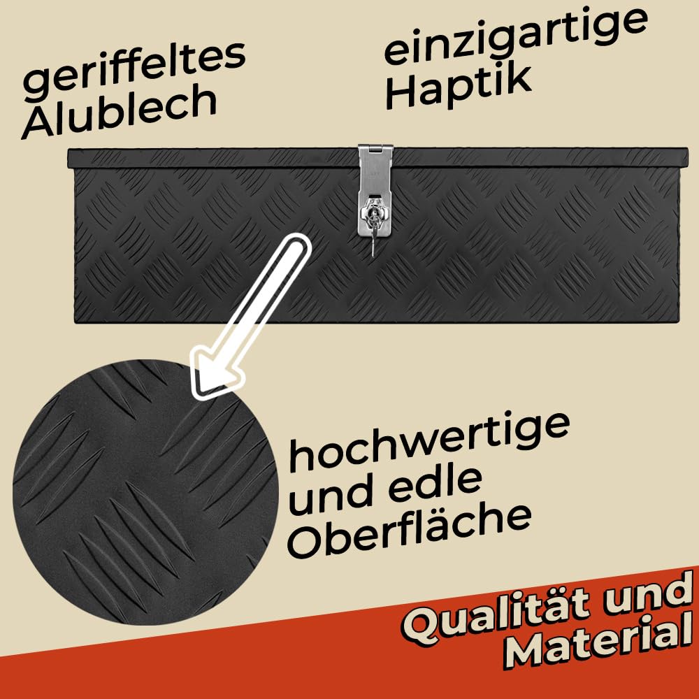 Trucky Caja de Barra de Tiro Negro Caja de Herramientas Caja de Camión Caja de Aluminio Caja de Remolque con Tapa Bloqueable Caja de Transporte D035