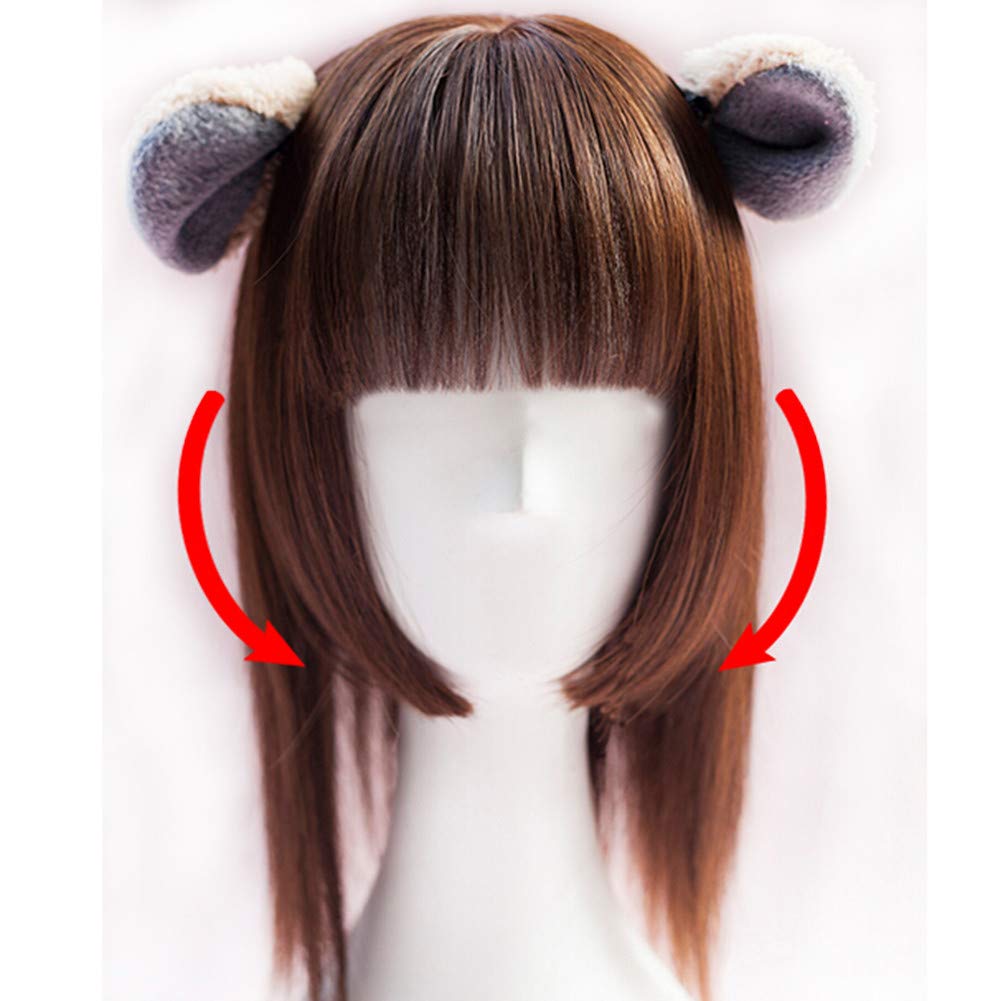 Thick Fringe Extension with Jaw-length Cut Temples Clip in Topper for Thin Hair Thin Light Brown