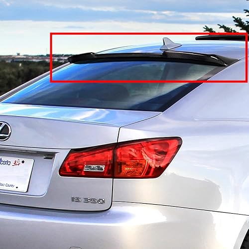 Miniatura 5 de Q1-TECH, Alerón de techo para ventana trasera compatible con Lexus IS250 / IS350 / is-F 2006 - 2013, fibra de carbono real, ala de alerón de visera