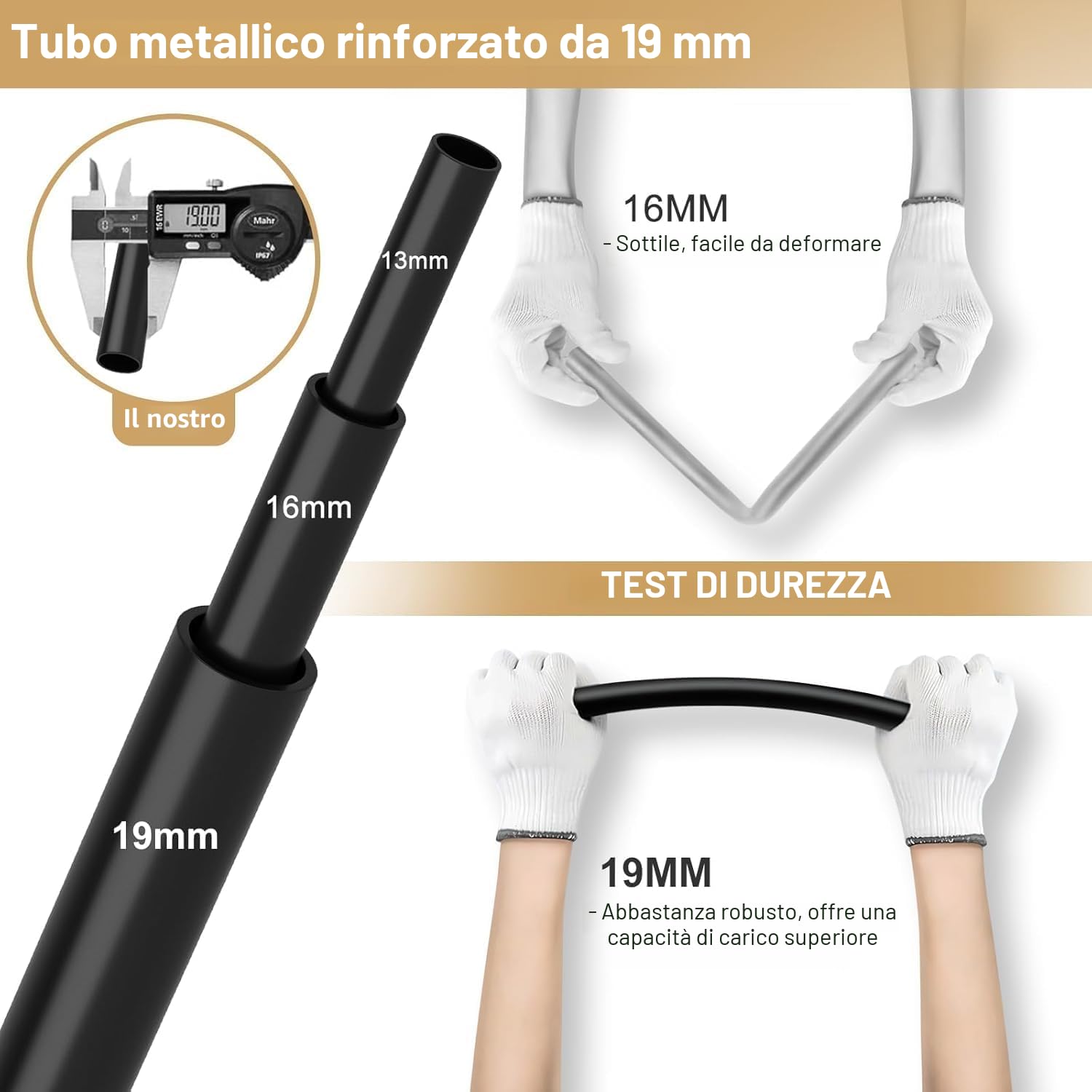 Vicye Armadio in Tessuto, Wardrobe Armadio Grande 19mm tubo metallico con 3 Barre Appendiabiti e 6 Tasche Laterali, Armadio da Campeggio Pieghevole per Camera da Letto e Spogliatoio Grigio