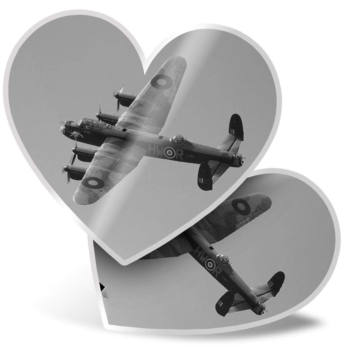 Destination Vinyl Ltd Multi 2 X Heart Vinyl Stickers 15 Cm - Avro Lancaster Bomber Vintage Plane 35741