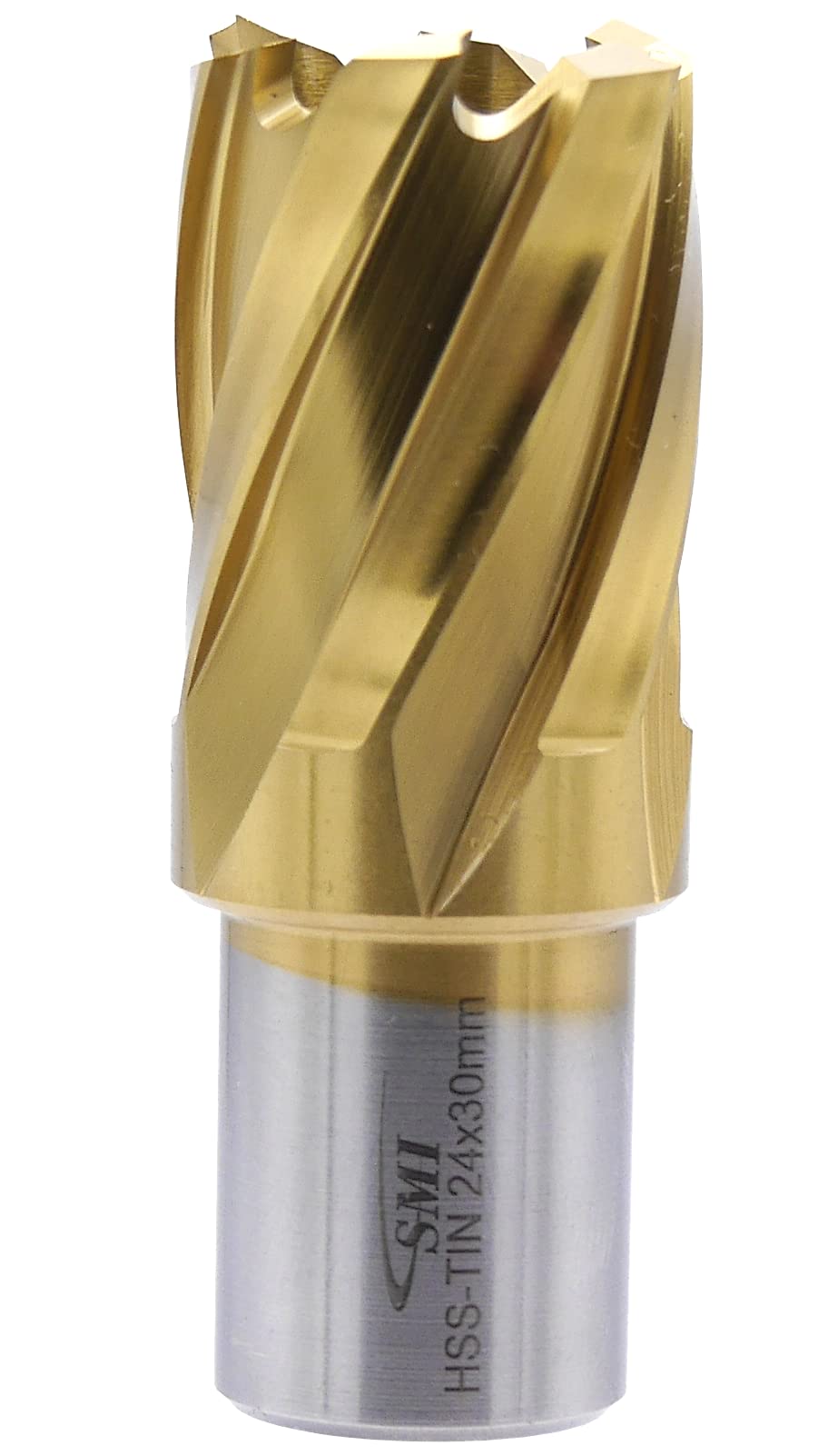SMI HSS TiN Kernbohrer 24 mm Drm. Schnitttiefe 30 mm, Aufnahme 19 mm Weldonschaft