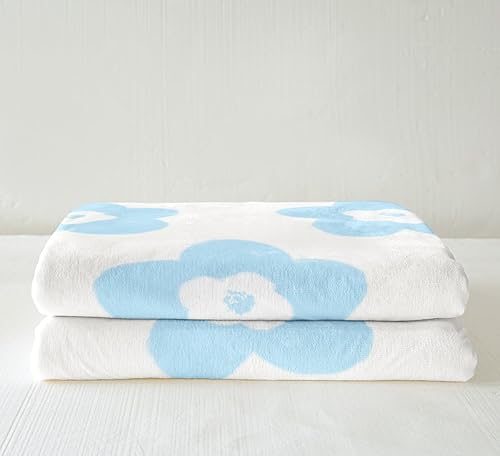 Miniatura 4 de Manta de cama floral 3D azul y blanco, manta de franela de flores de margaritas para decoración de habitación, manta de vellón de girasol para niños