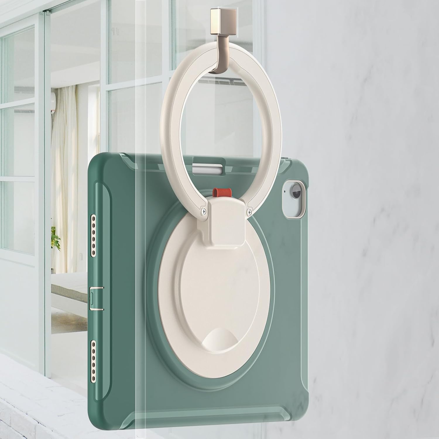 Compatible with iPad Air 33.0cm M3 2025/Air 33.0cm M2 2024 Shockproof Rugged Hybrid Protective Case Unibody + Kids Holder, Swivel Stand for Air 33.0cm M3 (Green 2