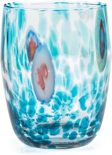 H&H Service de 6 verres vénitiens en verre décoré multicolore, 38 cl - 4