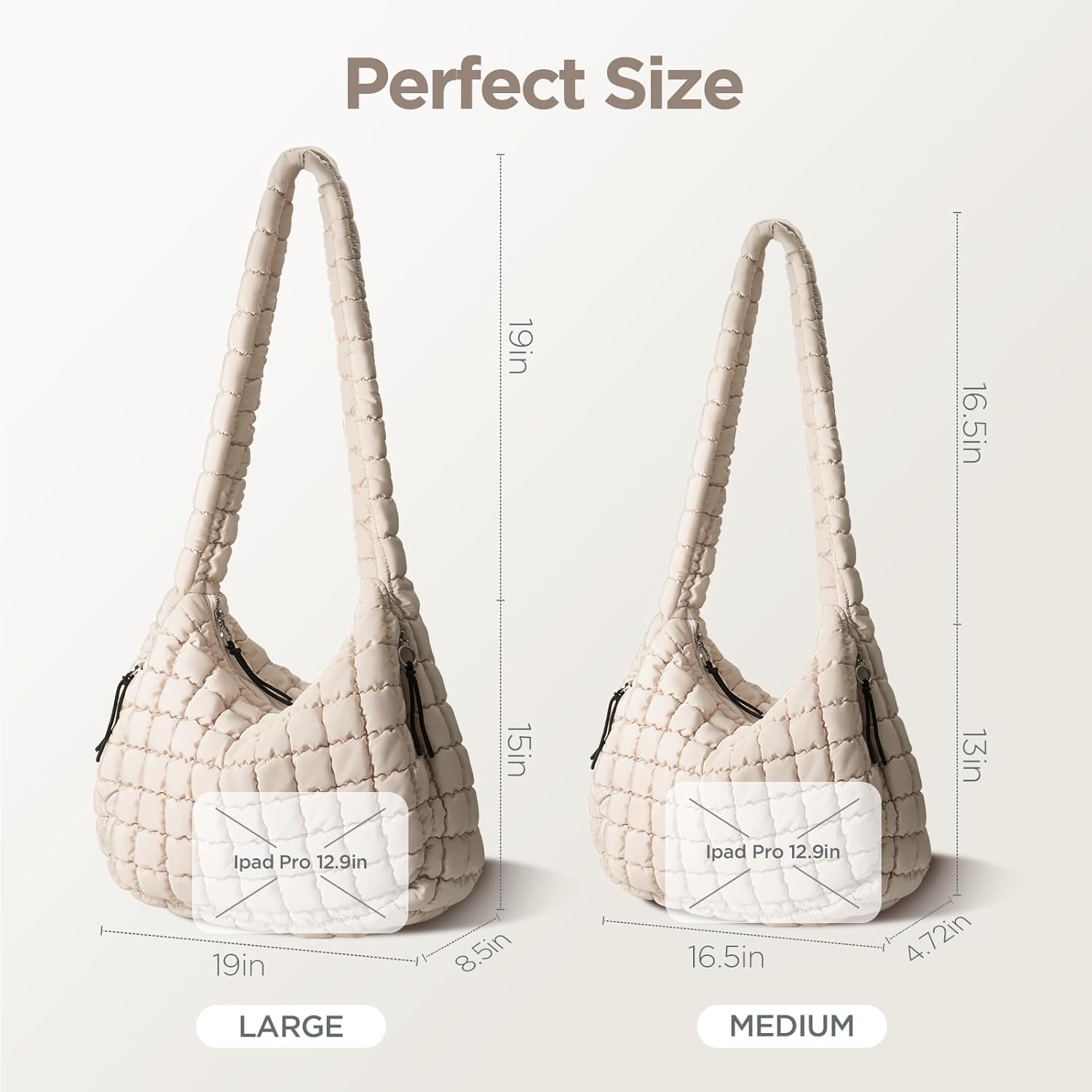 Puffer Tote Bag for Women Large Quilted Tote Bag Quilted Carryall Bag Soft Puffy Crossbody Bag Hobo Handbags Puff Purse - Image 6