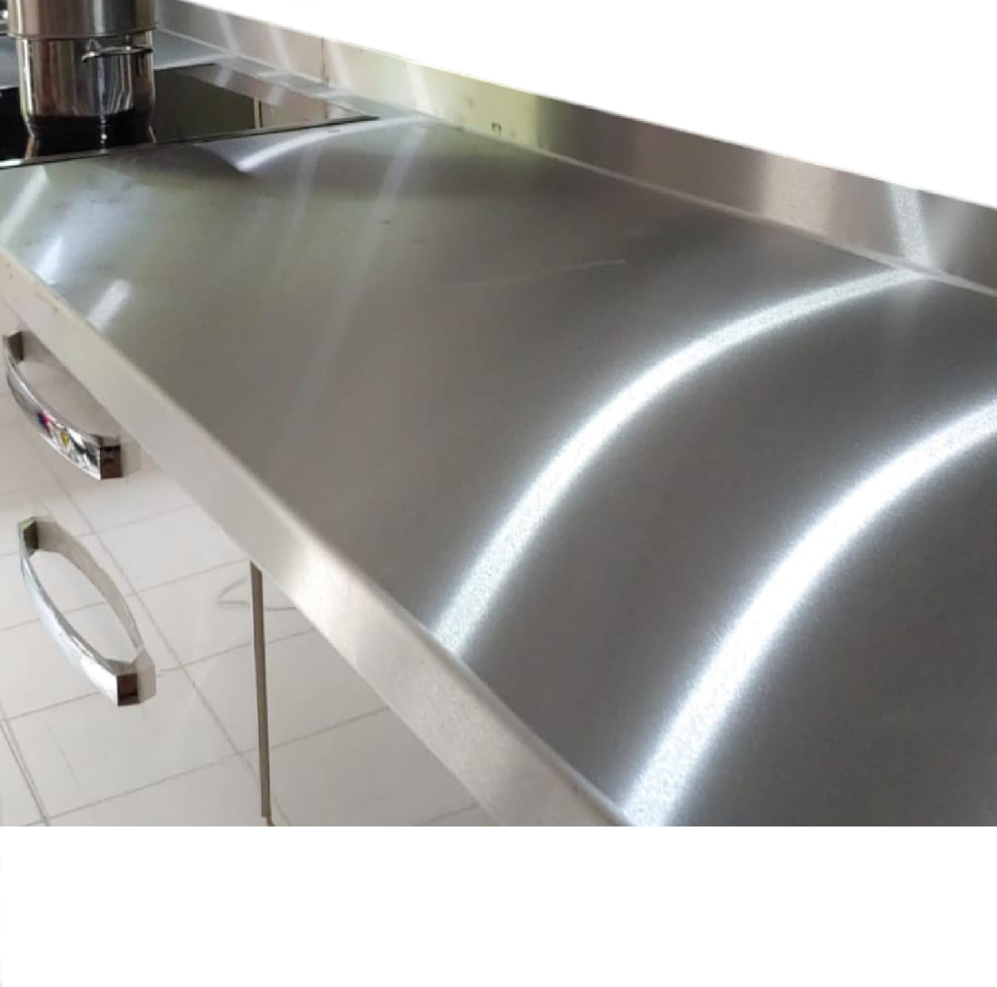 Edelstahl Arbeitsplatte mit Aufkantung| Edelstahl Arbeitstisch k240 geschliffen 1mm stark| Küchenarbeitsplatte | Abdeckung für 60 cm breite Trägerplatte 3 cm stark | Länge: 210 cm (2100mm) lang