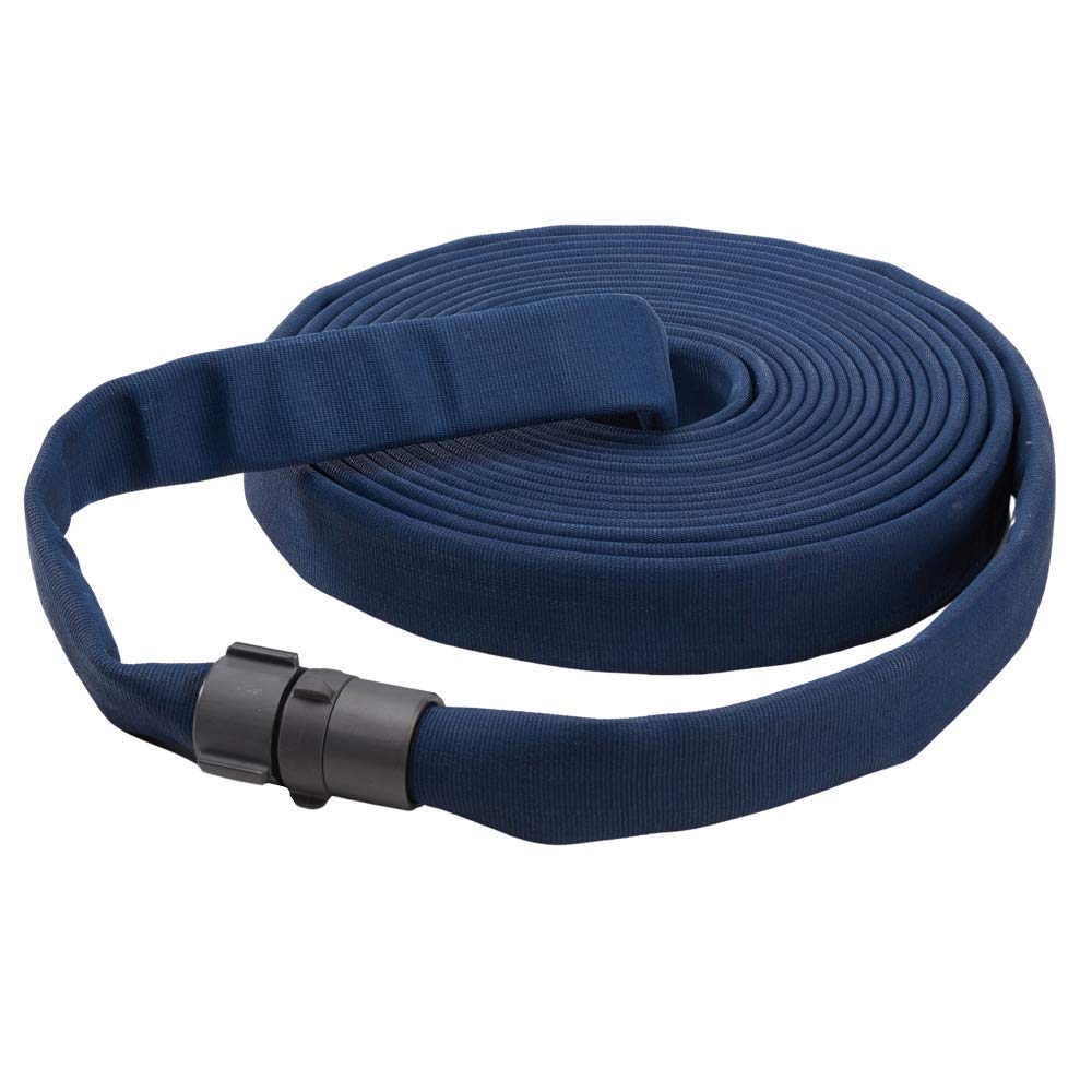 Fire Hose - 1 1/2" x 50' Lay Flat Water Hose - Made in the USA - Blue Firefighter Hose - NH Couplings