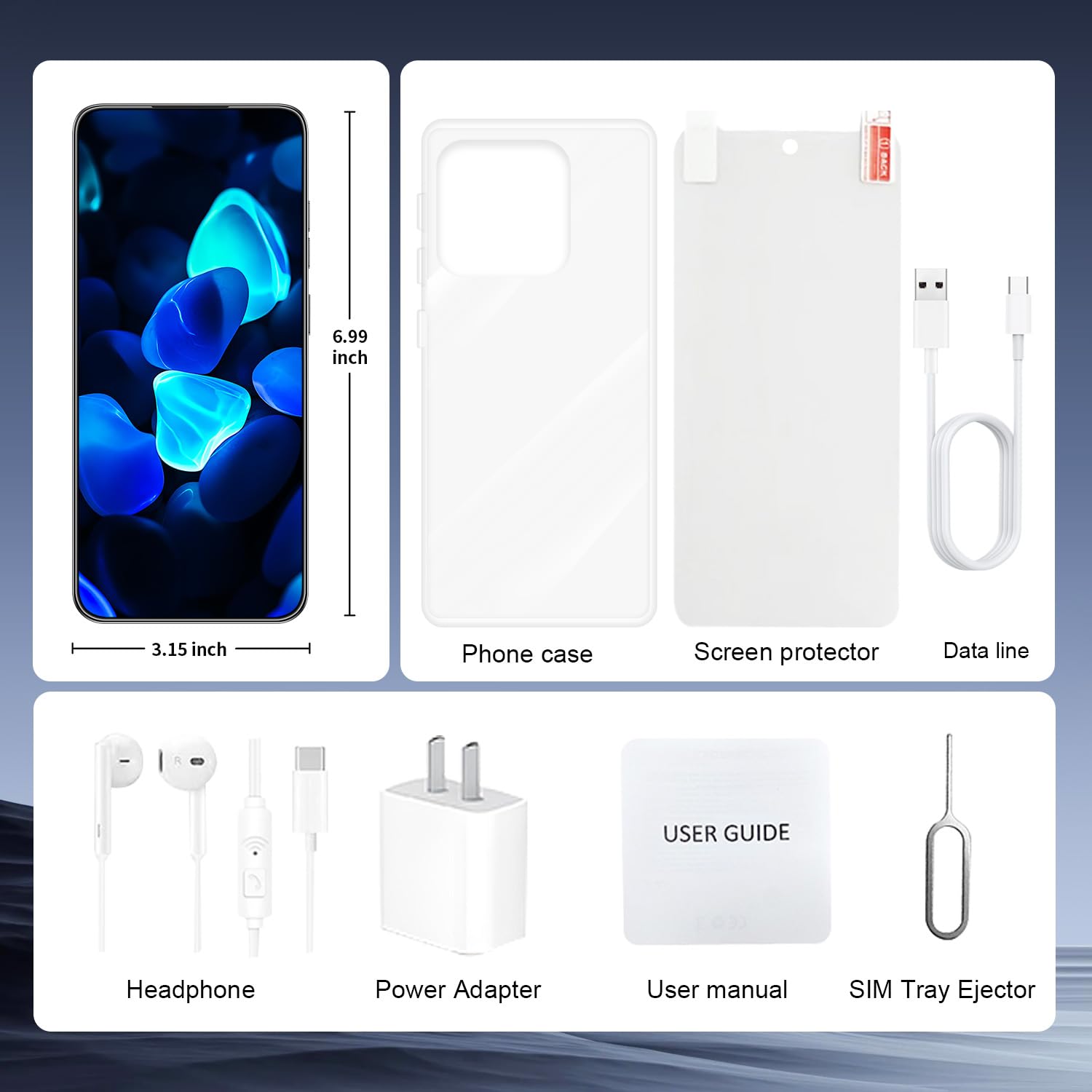 16PROMA X 5G Cell Phone,Smartphone Unlocked Cell Phone 8GB+256GB/6.99" Display/68MP+108MP Camera/7000 mAh Battery Super Endurance, Dual SIM Card/Face Unlock/GPS (Yellow)